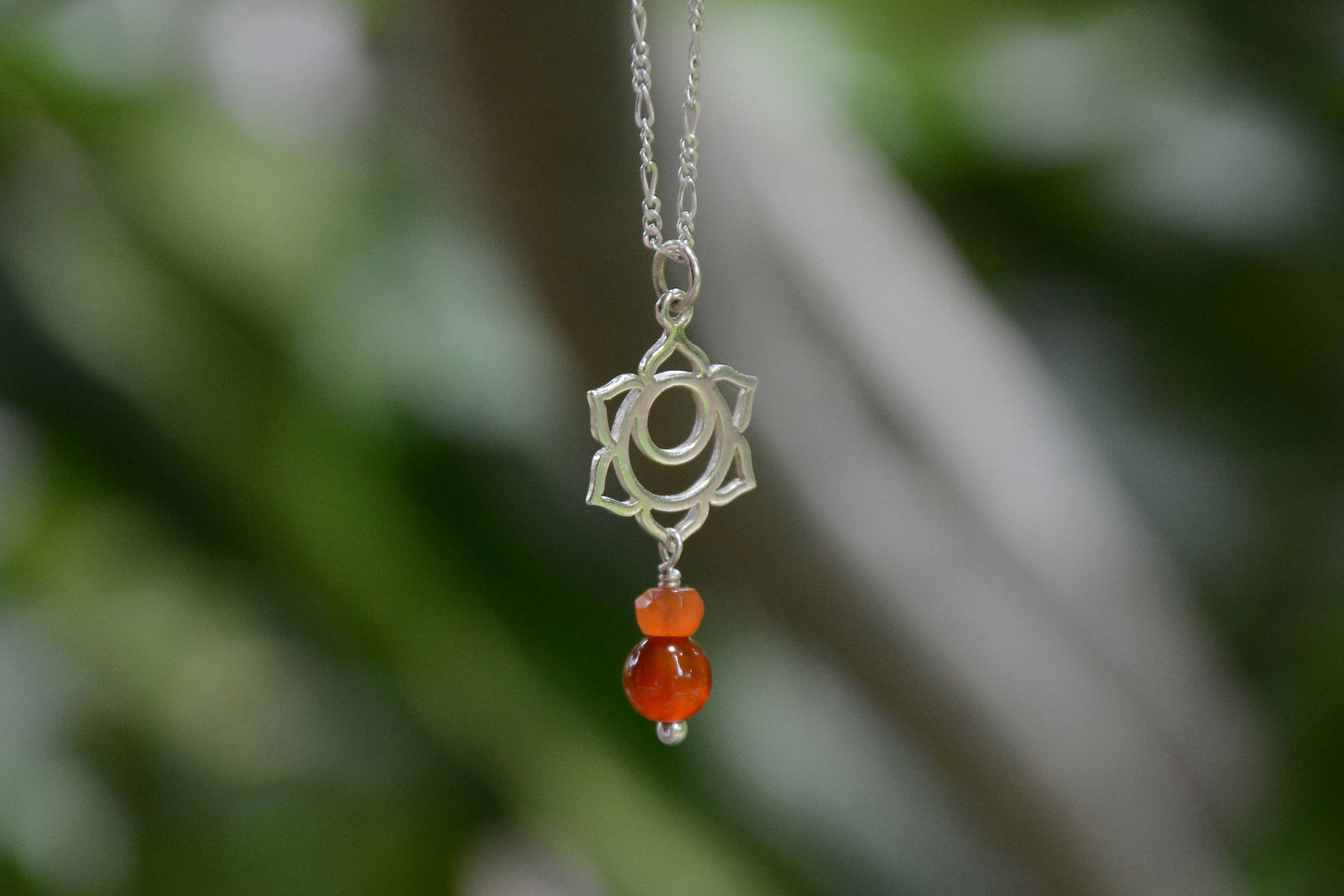 Sterling Silver Sacral Chakra Necklace with Carnelian - SaraCura Spirit