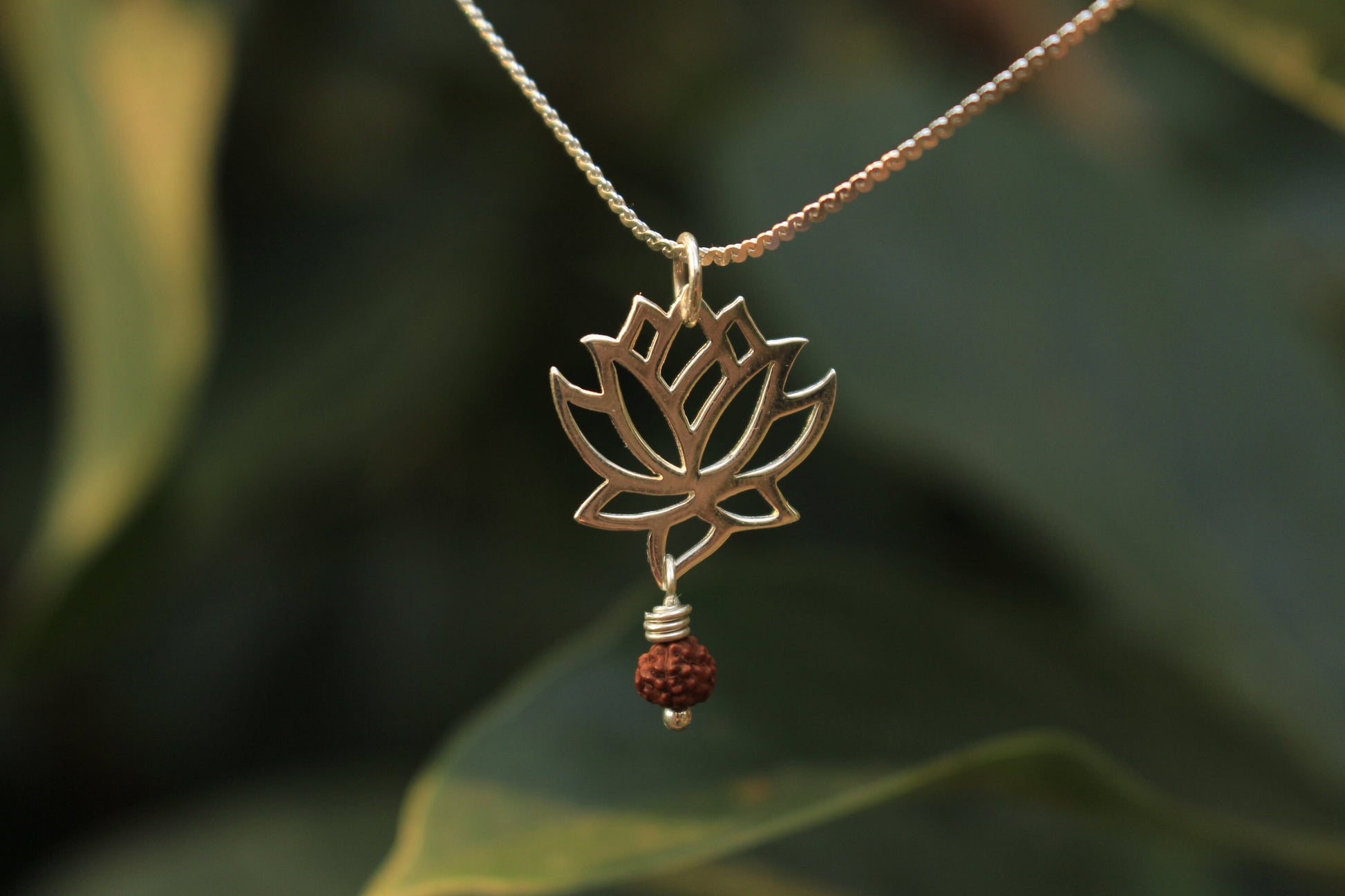 Lotus and Rudraksha Necklace - Crown Chakra - SaraCura Spirit