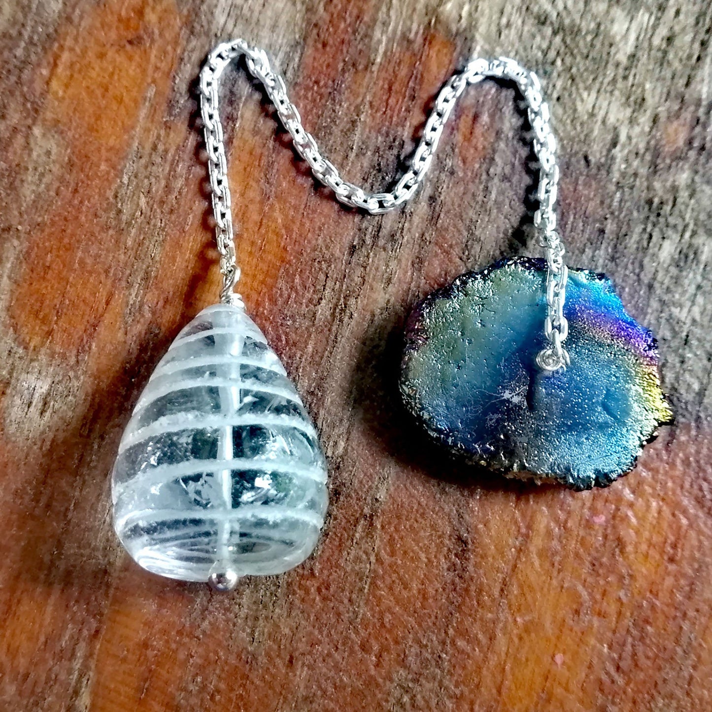 Solar Quartz and Quartz Pendulum on a Silver Chain - SaraCura Spirit