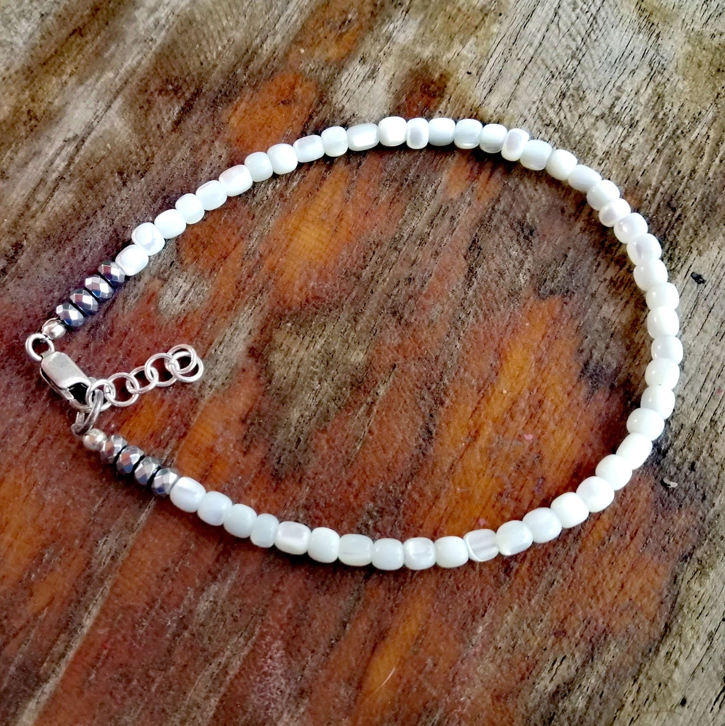 Mother of Pearl and Hematite Anklet or Bracelet