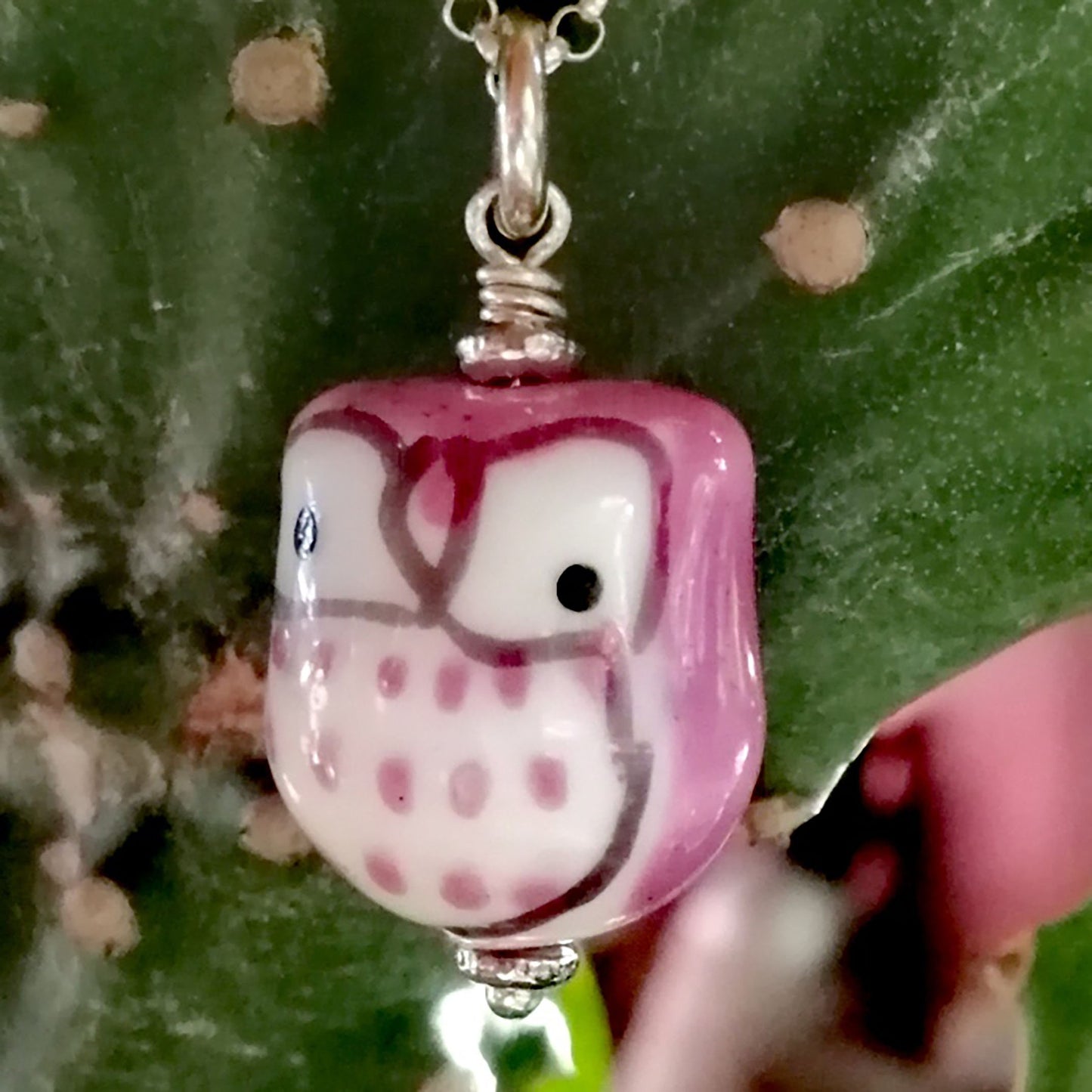 Light Purple Owl with White Eyes Necklace and Earring Set