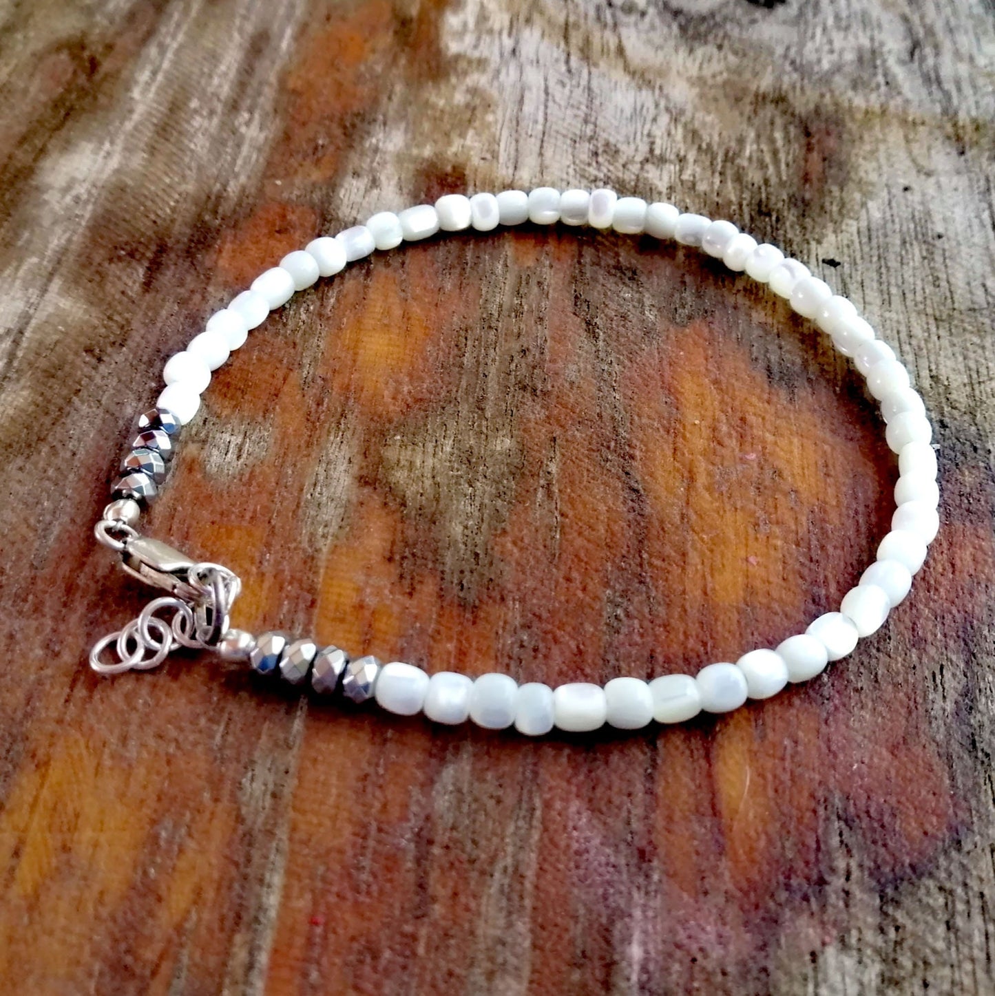 Mother of Pearl and Hematite Anklet or Bracelet