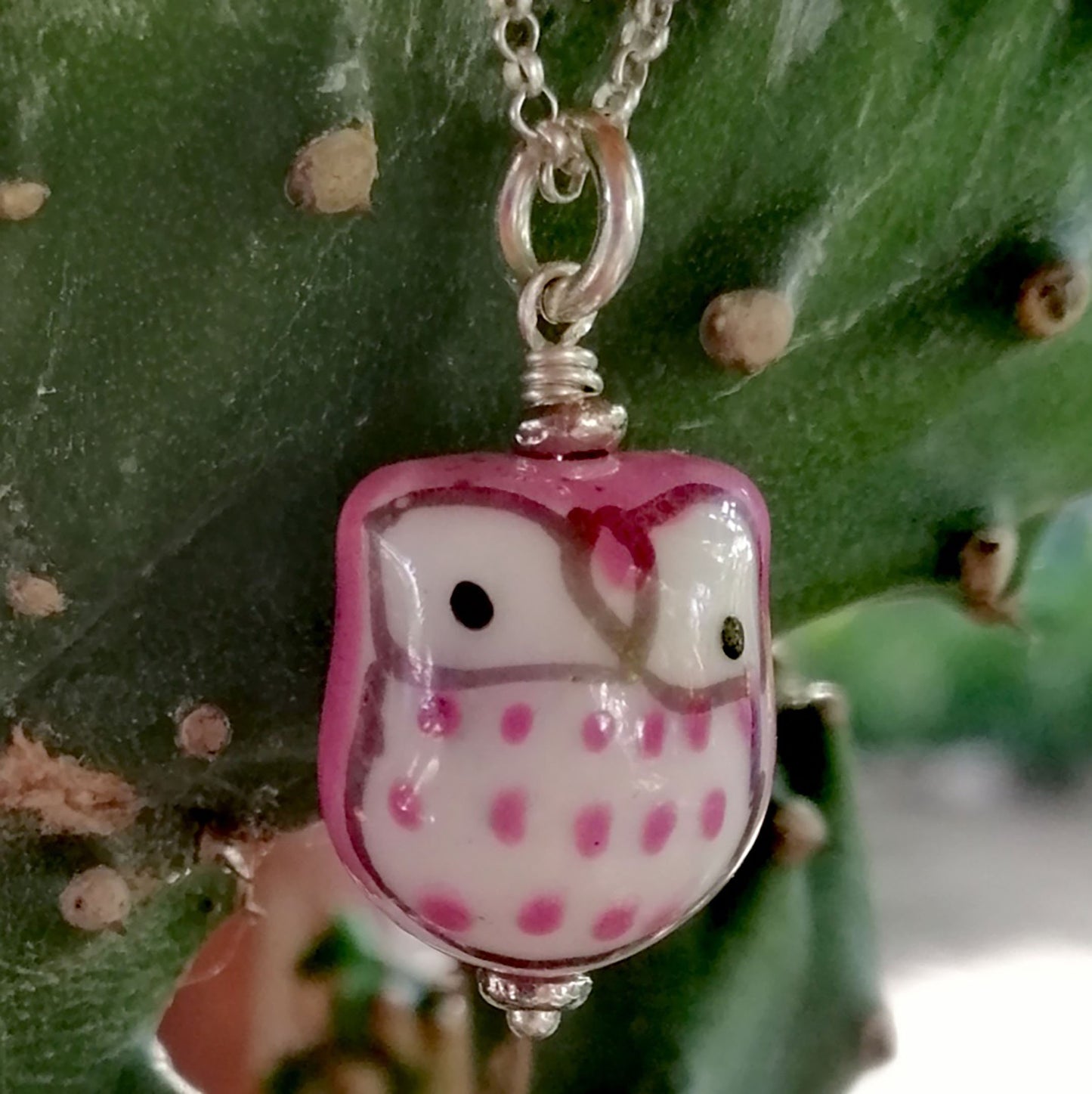 Light Purple Owl with White Eyes Necklace and Earring Set
