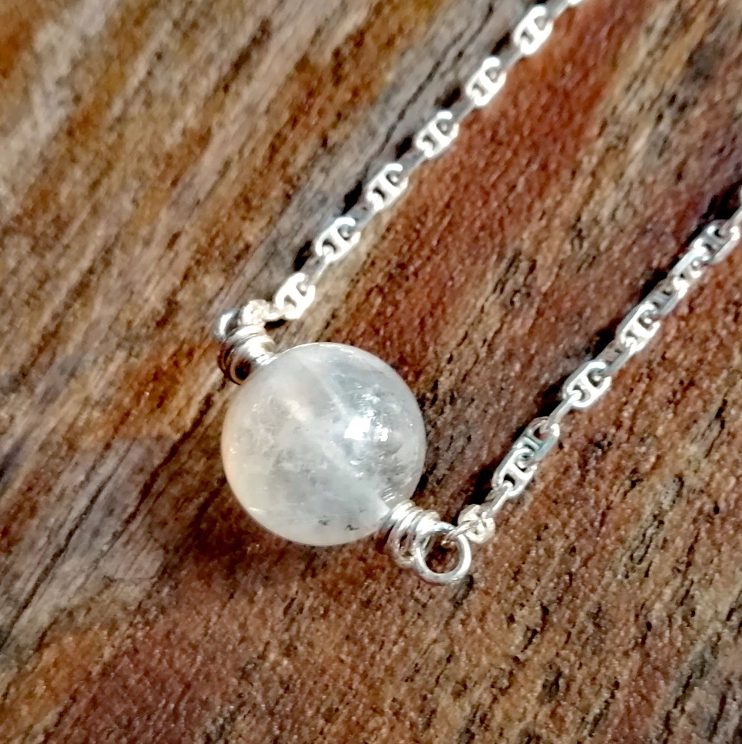 Single Rainbow Moonstone Necklace on a Sterling Chain - Crown Chakra * Connect with the truth of your destiny!