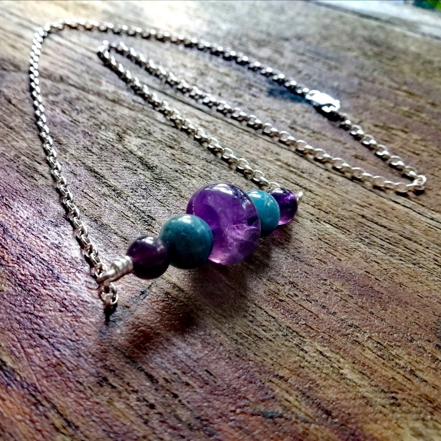 Amethyst and Apatite Necklace - Fifth and Sixth Chakras - Know yourself as you speak your truth!