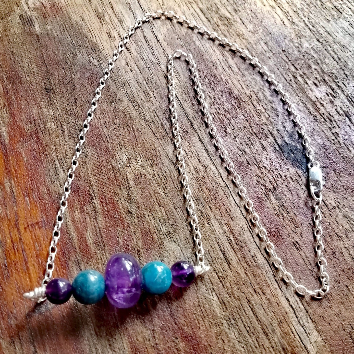 Amethyst and Apatite Necklace - Fifth and Sixth Chakras - Know yourself as you speak your truth!