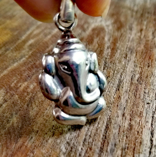Simplified, Puffy Sterling Silver Ganesh - Lightweight - Super cute! | Overcome Obstacles | New Beginnings |