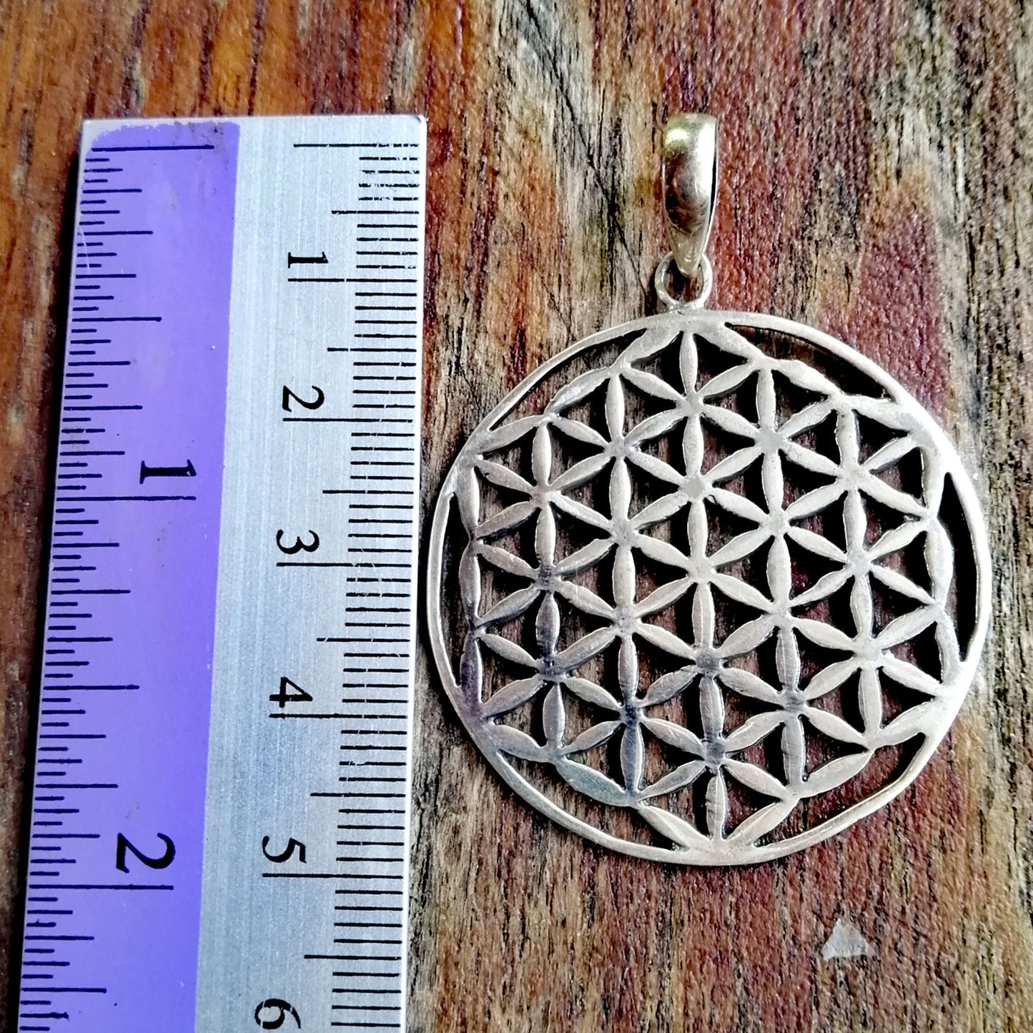 Large Sterling Silver Flower of Life Charm with Chain