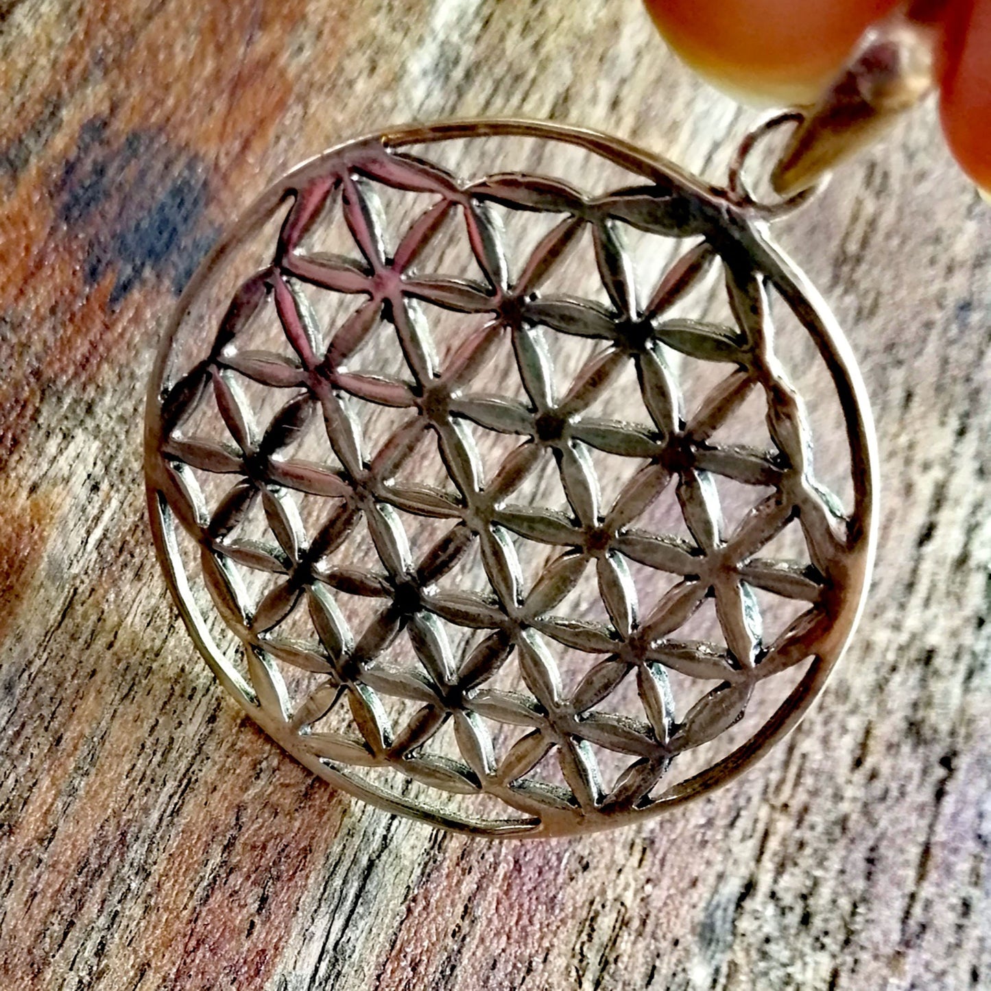 Large Sterling Silver Flower of Life Charm with Chain